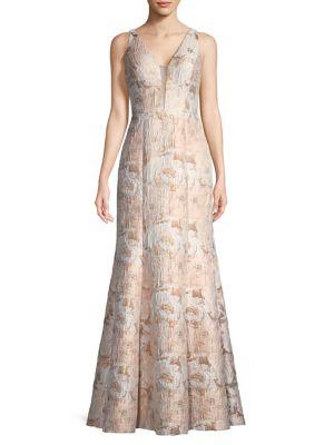 Aidan By Aidan Mattox Floral Jacquard Gown