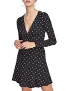 Miss Selfridge Dotted Shirred-front Fit & Flare Dress