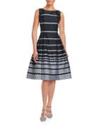 Carmen Marc Valvo Scalloped Fit-and-flare Dress