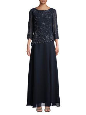 J Kara Quarter-sleeve Asymmetric Dress