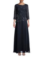 J Kara Quarter-sleeve Asymmetric Dress