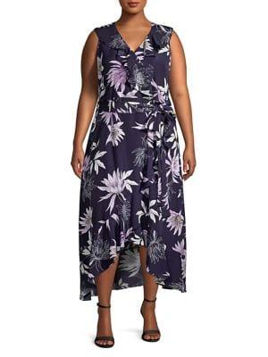 Vince Camuto Plus Floral Faux-wrap Dress