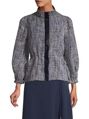 Donna Karan Three-quarter Sleeve Textured Peplum Jacket