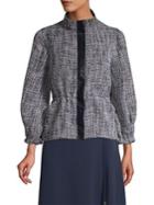 Donna Karan Three-quarter Sleeve Textured Peplum Jacket