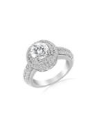 Lord & Taylor Rhodium-plated Sterling Silver & Double Halo Cubic Zirconia Engagement Ring