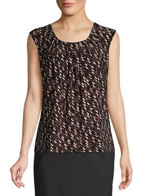 Nipon Boutique Pleated Abstract-print Blouse