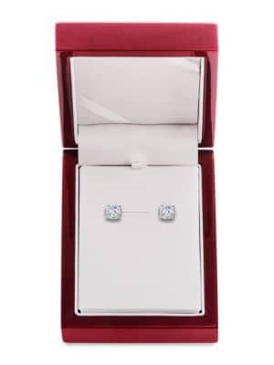 Lord & Taylor 14k White Gold & Diamond Basket Stud Earrings, 3 Tcw