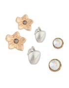 Kensie Flora And Fauna Two-tone Stud Earrings Set