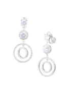 Anne Klein Silver Tone And Crystal Drop Earrings