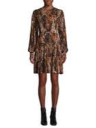 Free People Printed Long-sleeve Dress