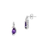 Lord & Taylor Amethyst, White Topaz And Sterling Silver Stud Earrings