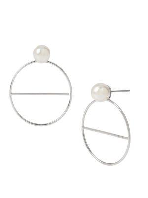 Bcbgeneration Sweet Sophisticate White Faux Pearl Geometric Circle Drop Earrings