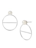 Bcbgeneration Sweet Sophisticate White Faux Pearl Geometric Circle Drop Earrings