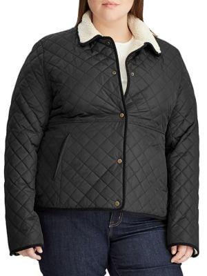 Lauren Ralph Lauren Plus Faux Fur Trimmed Quilted Jacket
