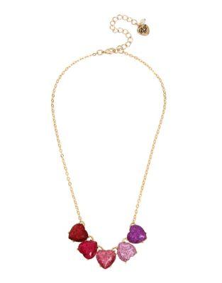 Betsey Johnson Not Your Babe Glittered Heart Frontal Necklace