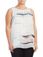Vince Camuto Plus Printed Overlay Top