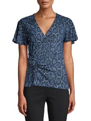 Michael Michael Kors Petite Python Twist V-neck Top