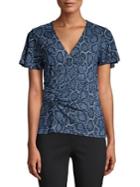 Michael Michael Kors Petite Python Twist V-neck Top