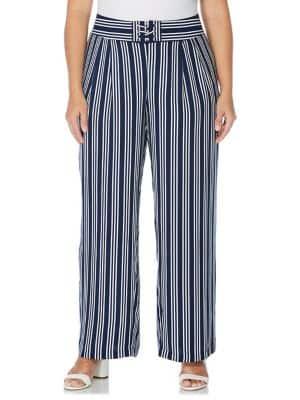 Rafaella Plus Straight Leg Striped Trousers