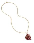 Betsey Johnson Semi-precious Stone & Crystal Roses Heart Pendant Necklace