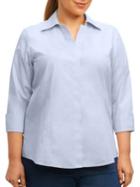 Foxcroft Plus Cotton Button-front Shirt