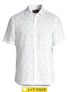 Black Brown Pineapple-print Linen Button-down Shirt