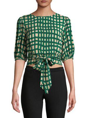 Plenty By Tracy Reese Checkered Wrap Blouse
