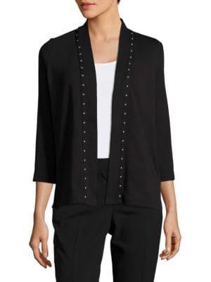 Rafaella Petite Solid Studded Cardigan