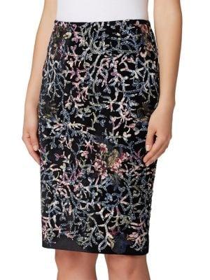 Tahari Arthur S. Levine Sequin Velvet Pencil Skirt