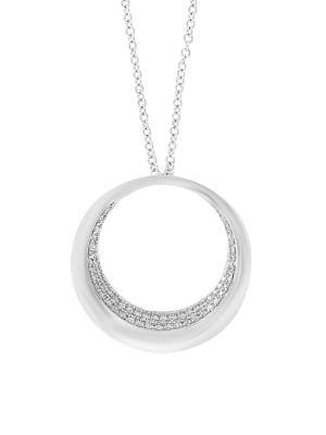 Effy Pave Classica 14k White Gold And Diamond Pendant Necklace