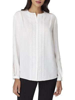 Tahari Arthur S. Levine Petite Loop Hole Front Button Blouse