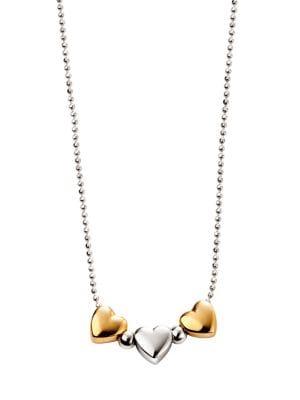 D For Diamond Sterling Silver & Goldplated 3-heart Necklace