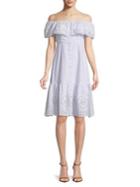 Astr The Label Off-the-shoulder Striped Cotton Dress