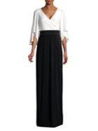 Adrianna Papell Quarter-sleeve Jersey Long Dress