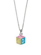 D For Diamond Sterling Silver Abc Cube Pendant Necklace