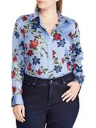 Lauren Ralph Lauren Plus Floral Stripe Cotton Shirt
