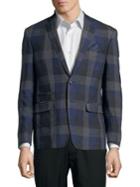 Tallia Orange Checkered Linen Sportcoat