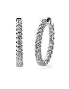 Lord & Taylor Diamond And 14k White Gold Hoop Earrings, 2 Tcw