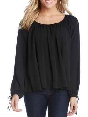 Karen Kane Tie Peasant-sleeve Crepe Top