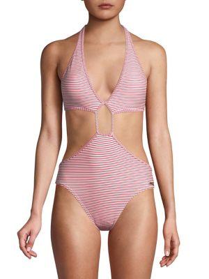 Vince Camuto Striped One-piece Monokini Swimsuit