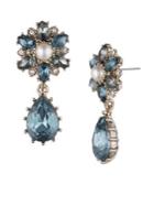 Marchesa Faux Pearl And Crystal Floral Drop Earrings