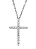 Lord & Taylor 14k White Gold & Diamond Cross Pendant Necklace