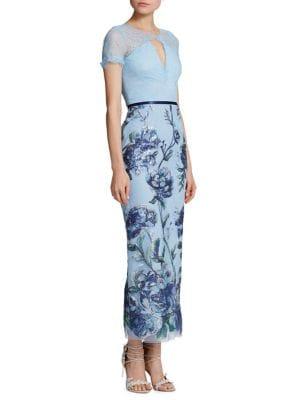 Marchesa Notte Floral Column Gown