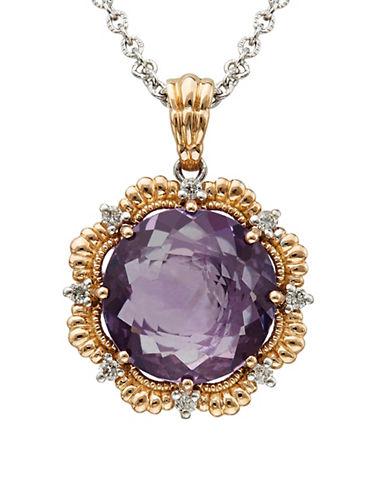 Lord & Taylor Amethyst, Diamond 14k Silver And Rose Gold Necklace