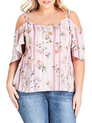 City Chic Plus Plus Relaxed-fit Lady Striped Top