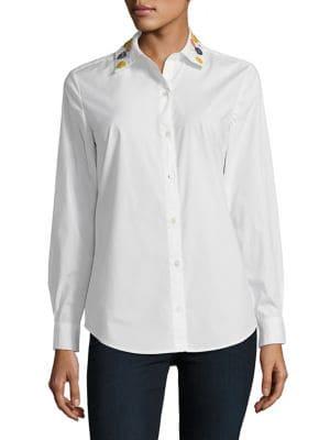 Lord & Taylor Plus Sequined Button-down Shirt