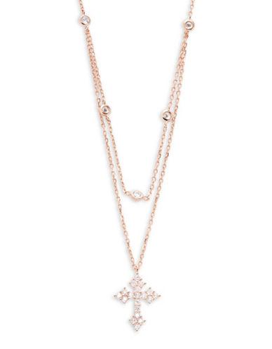 Lord & Taylor Rose Goldtone Crystal Cross Necklace
