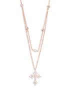 Lord & Taylor Rose Goldtone Crystal Cross Necklace