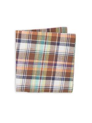 Black Brown Toledo Plaid Cotton Pocket Square