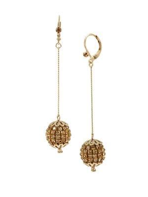 Miriam Haskell Sparkle Sphere Crystal Fireball Linear Earrings